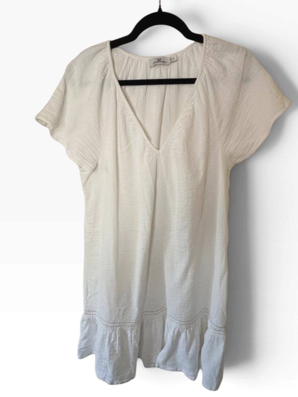 Vineyard Vines White Ruffle Hem Beach Tunic Coverup XL